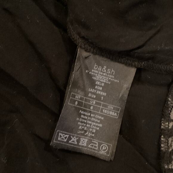 BA&SH Zelie Tiered Satin long Maxi Dress Animal Print Black White V neck 6 - Picture 8 of 9